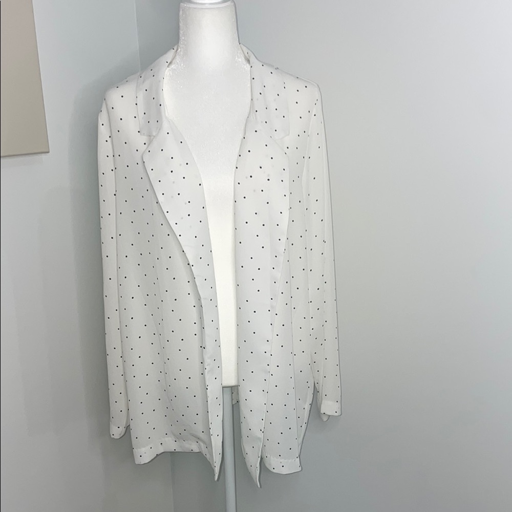 White Polka Dot Jacket Blouse